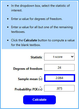 T Distribution Calculator